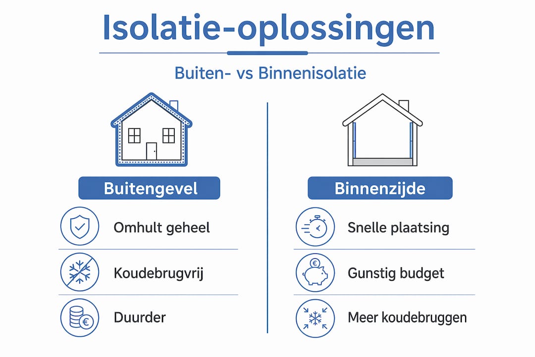 Infographic: de verschillen tussen gevelisolatie en isolatie aan de binnenkant