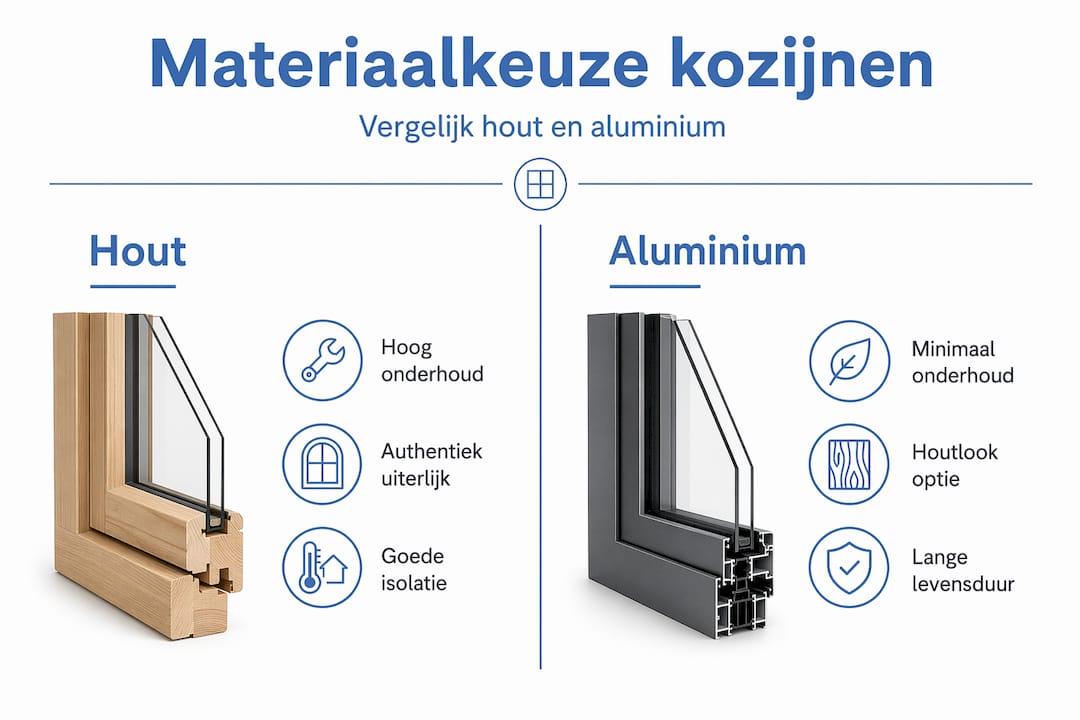 Infographic: de verschillen tussen houten en aluminium kozijnen op een rij
