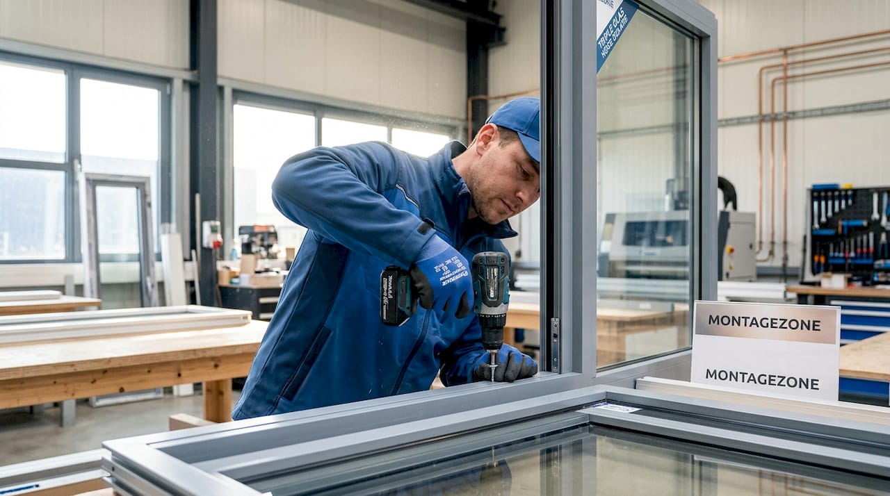 Plaatsing van een aluminium kozijn met groot raam