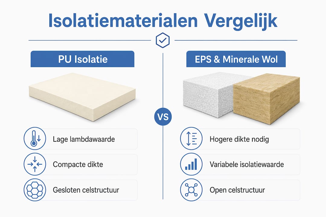 Overzicht: PU-isolatie vergeleken met EPS en minerale wol