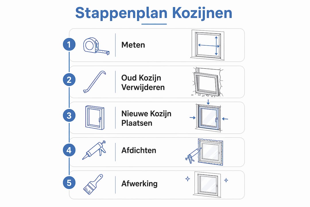 Stapsgewijze infographic: zo vervang je je kozijnen