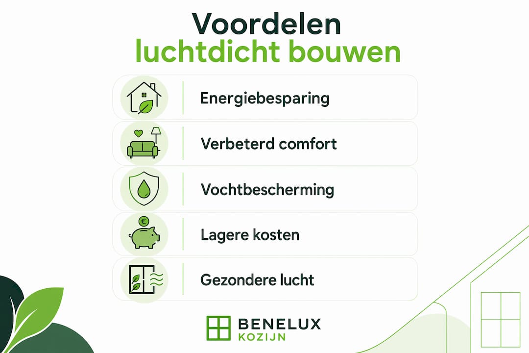 Infographic: de pluspunten van een luchtdichte woning op een rij