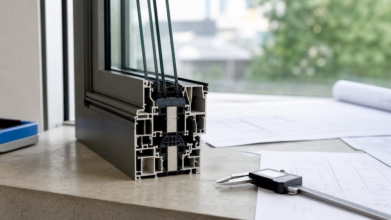 Detailopname van het raamkozijn met aandacht voor de ventilatievoorzieningen