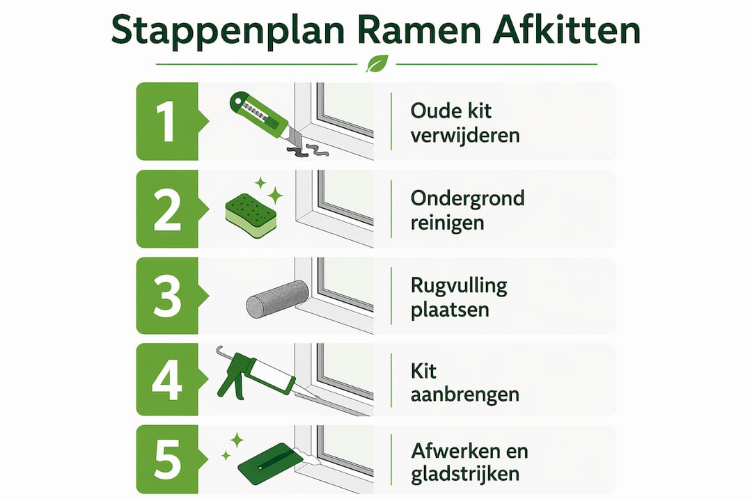 Handige infographic: zo kit je stap voor stap zelf je ramen af