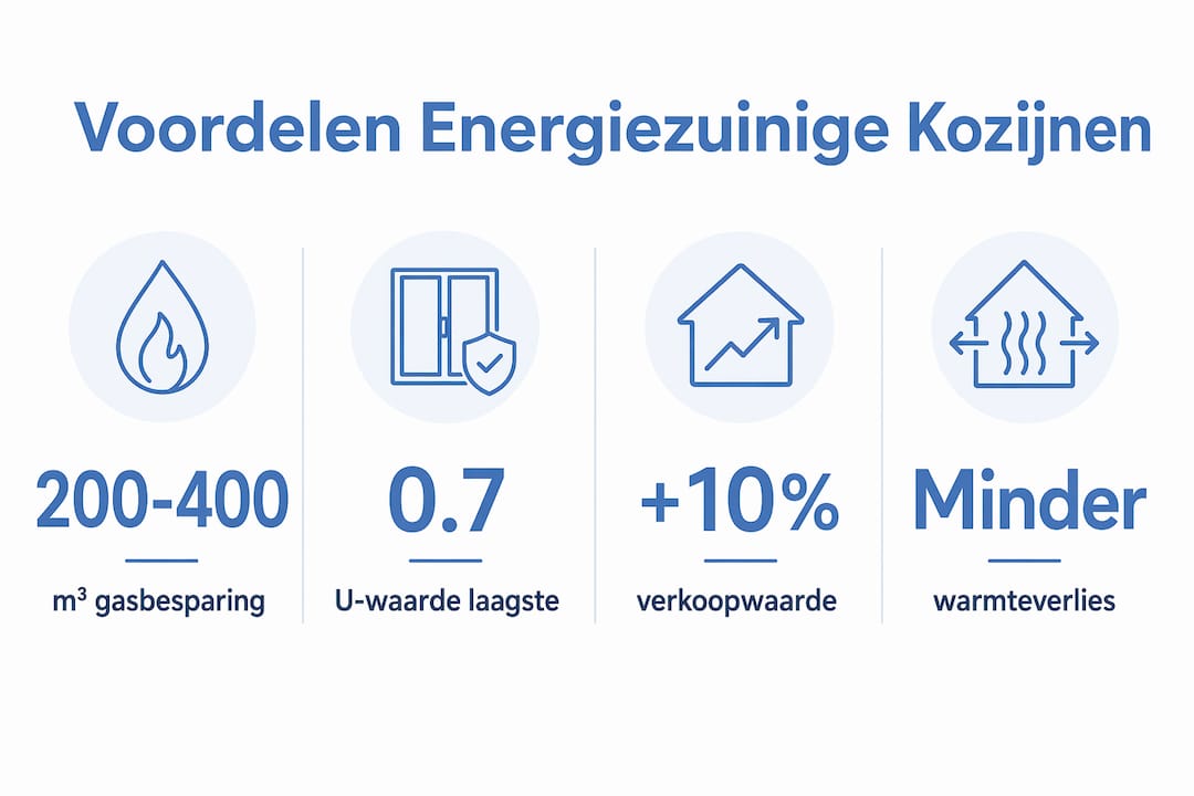 Overzichtelijke infographic met belangrijke cijfers over de voordelen van energiezuinige kozijnen