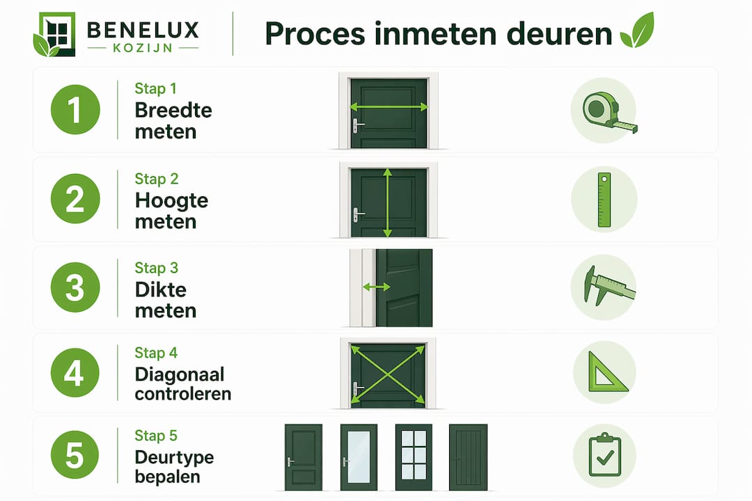 Overzichtelijke infographic: zo meet je stap voor stap een deur op