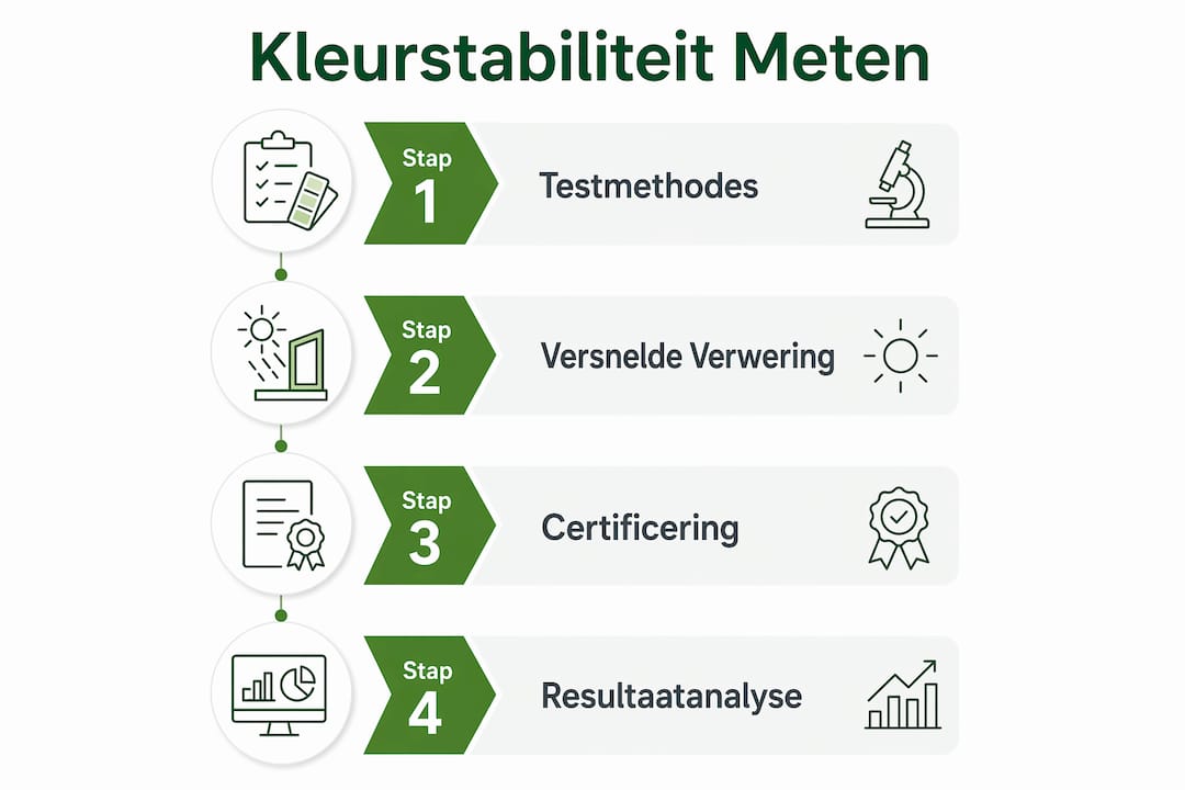Overzichtelijke infographic: stappenplan voor het meten van kleurvastheid