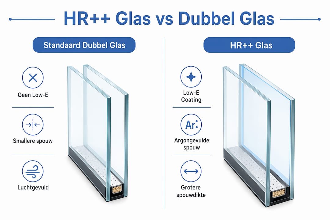 Infographic: Verschillen tussen HR++ glas en gewoon dubbel glas