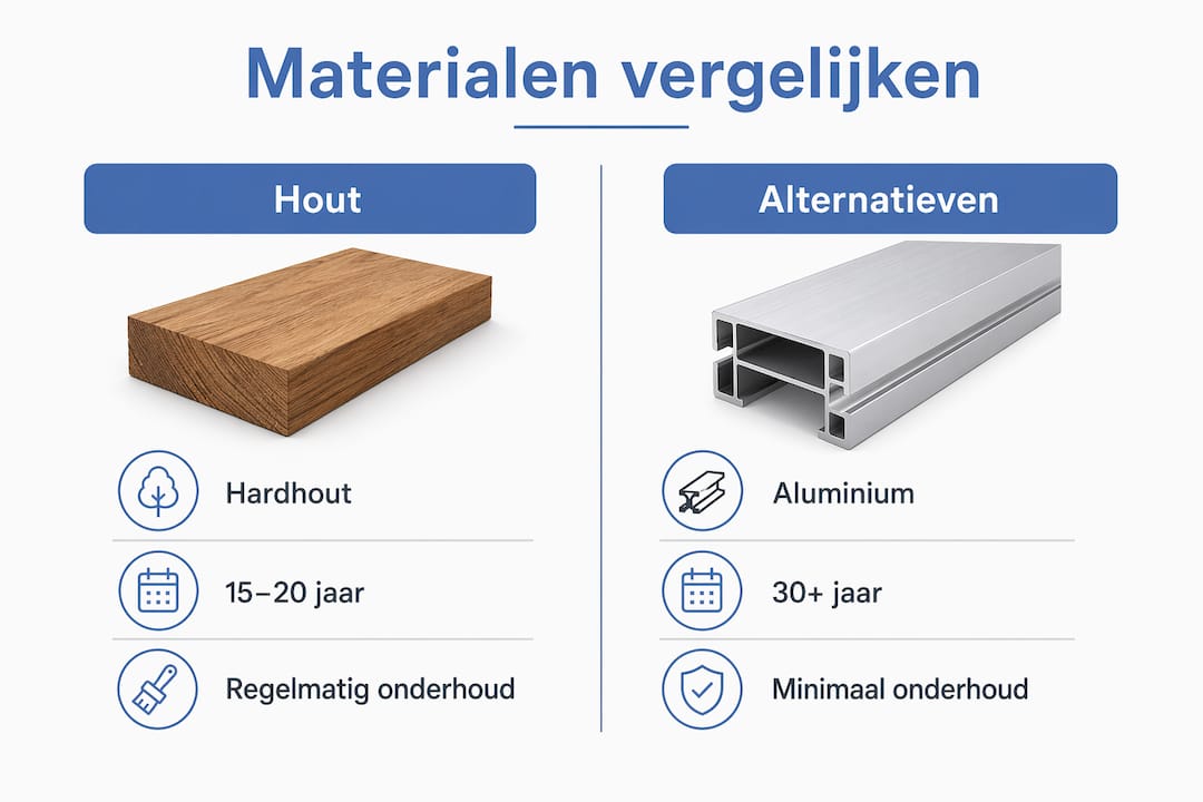 Overzichtelijke infographic: welke materialen zijn het meest geschikt voor buitendeuren?