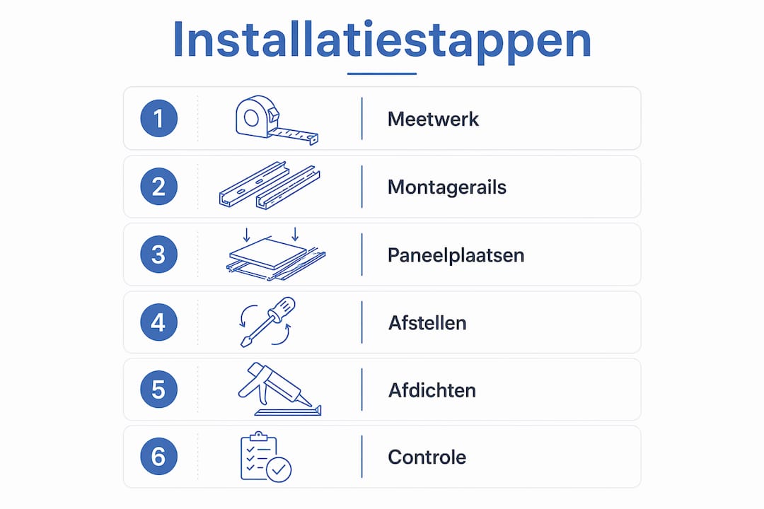 Overzichtelijke infographic: zo monteer je stap voor stap een harmonica schuifdeur