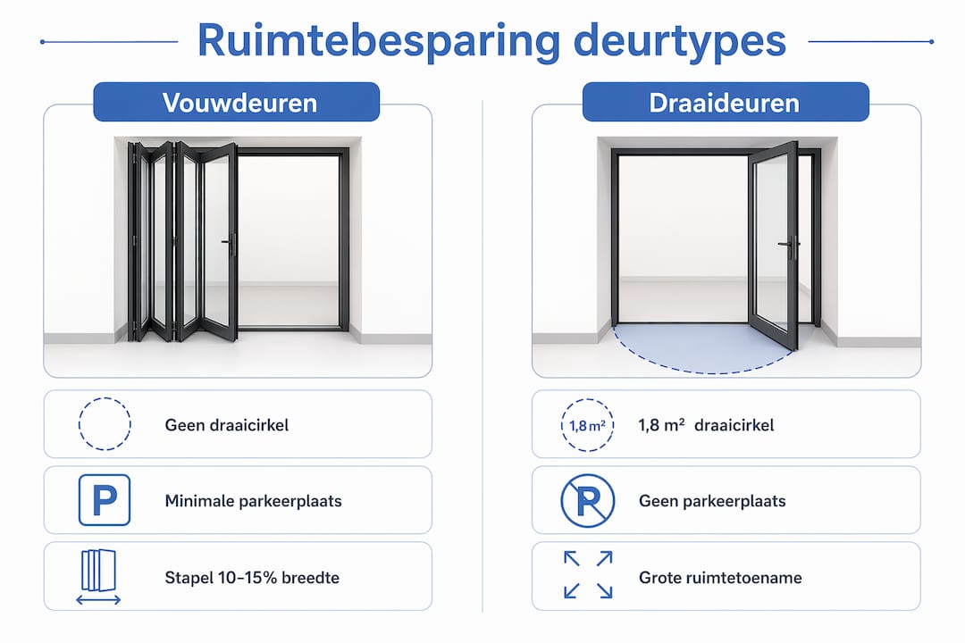 Overzicht: hoeveel ruimte win je met verschillende soorten deuren?