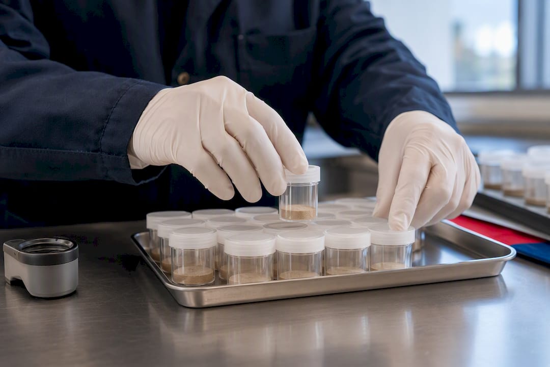 Reference material containers in laboratory preparation