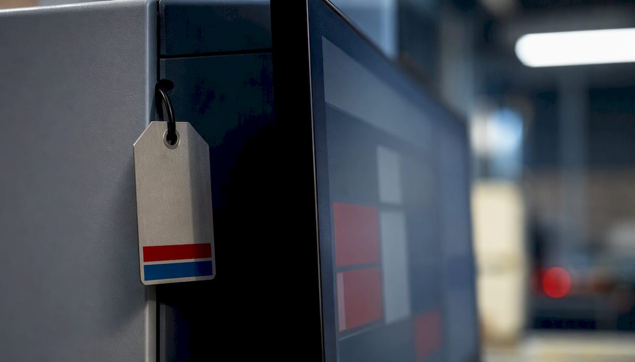 Asset tag beside digital calibration record