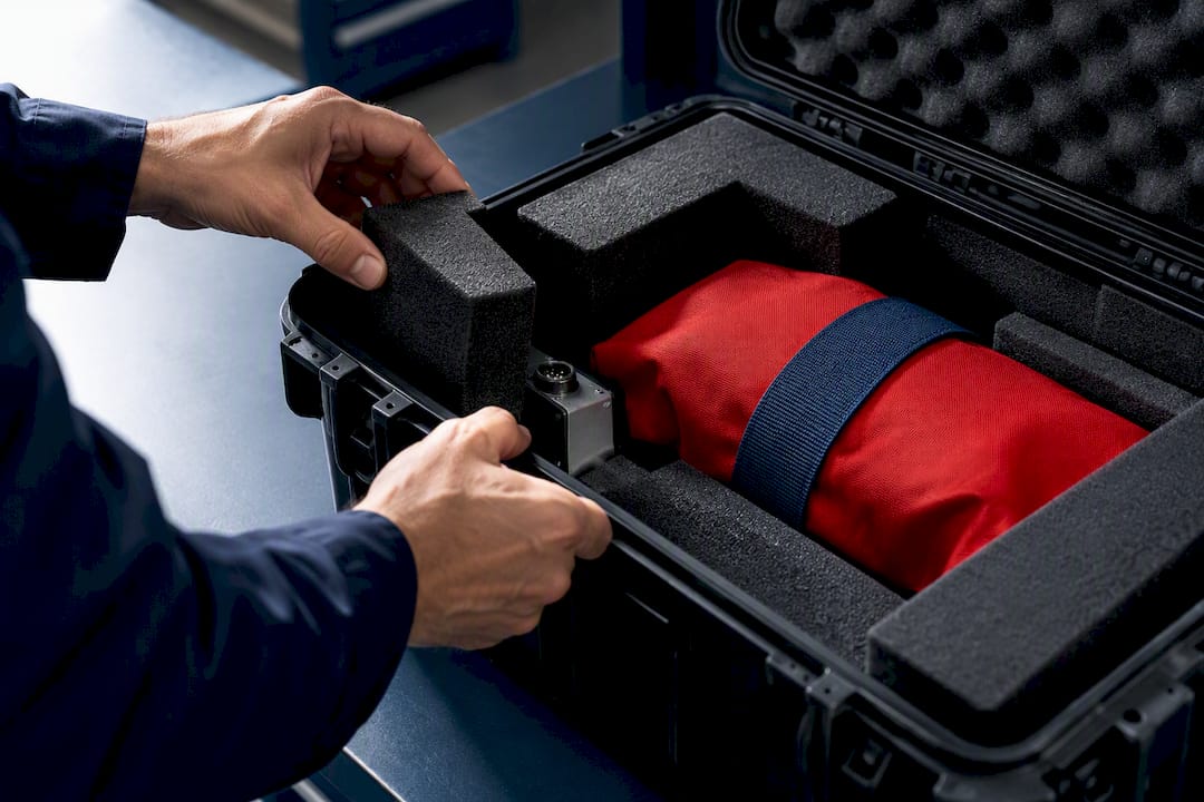 Protective foam around concealed calibration equipment