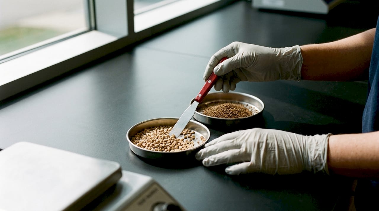 Production samples showing particle size differences