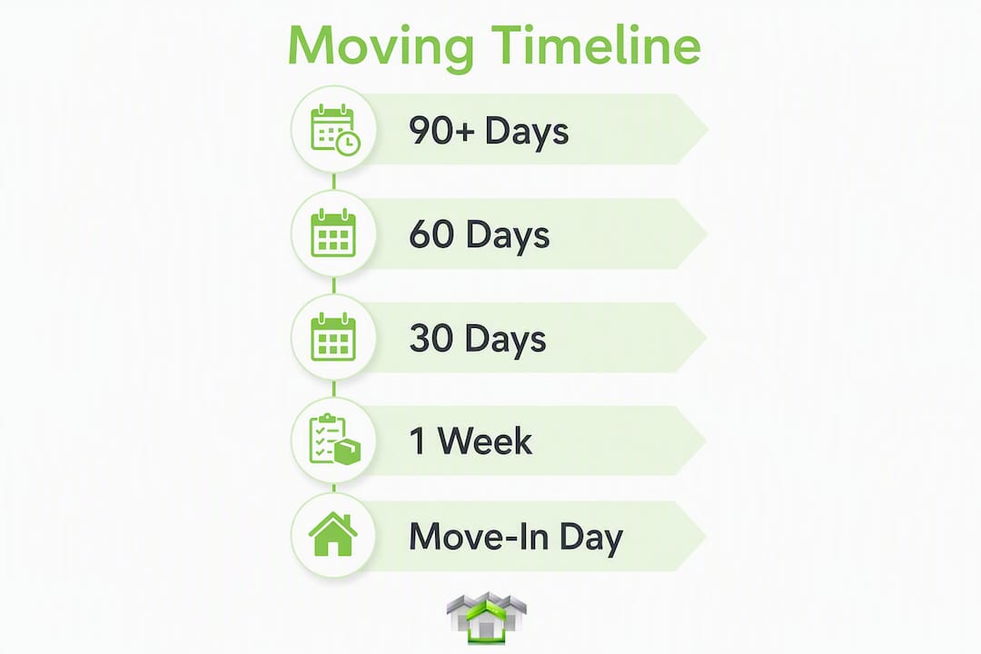 Infographic showing moving timeline steps