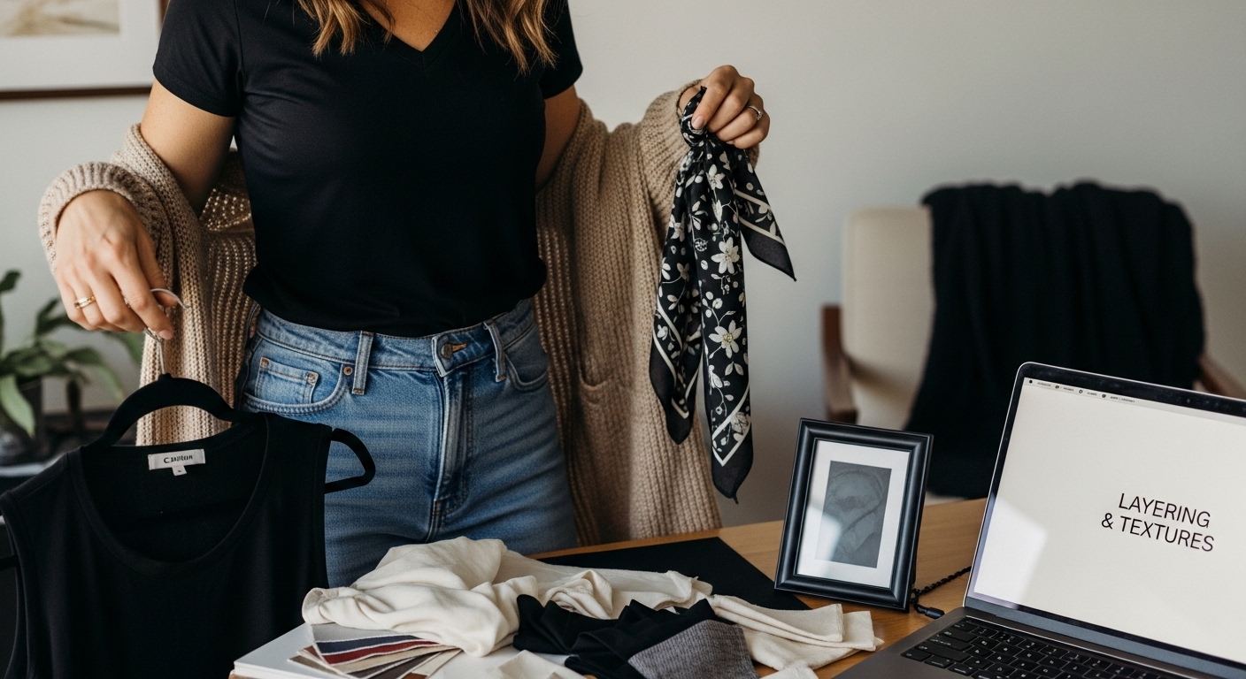 how to style women’s outfits, layering textures