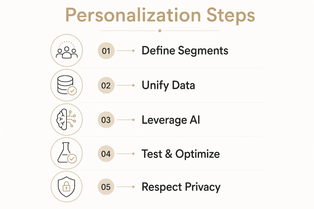 Infographic showing five steps for marketing personalization