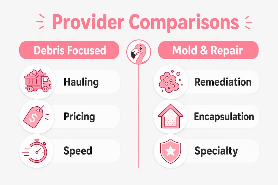 Infographic comparing crawl space cleanout providers