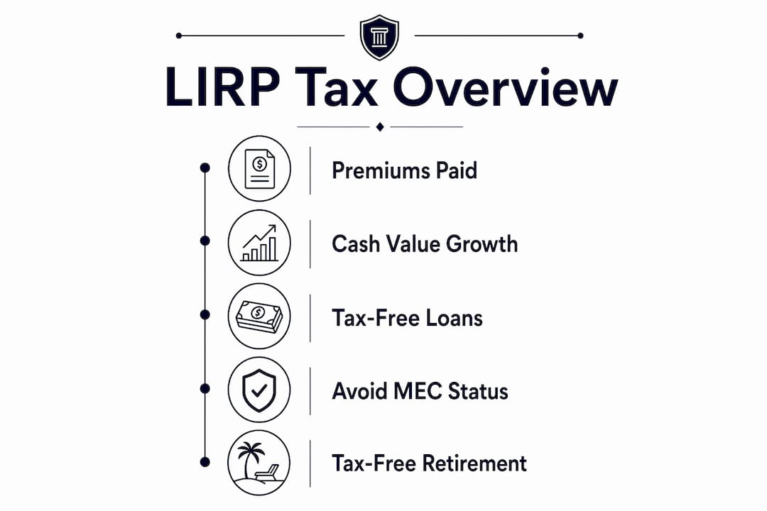 Infographic showing tax implications of LIRP with step flow