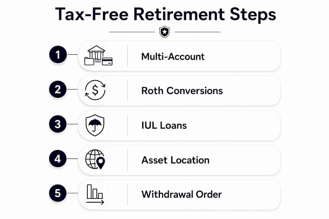 Infographic illustrating tax-free retirement planning steps
