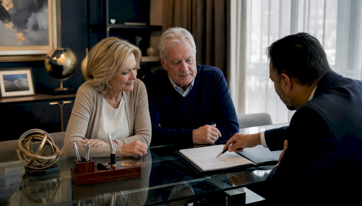 Financial advisor discussing annuities with couple