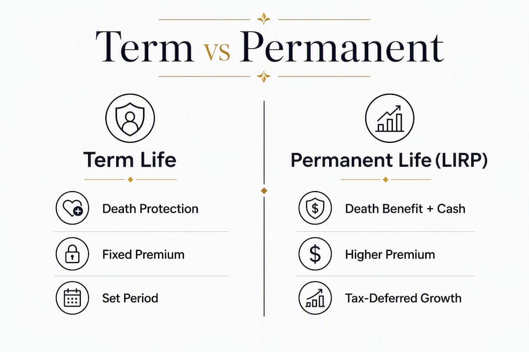 Comparison infographic of term and permanent life insurance