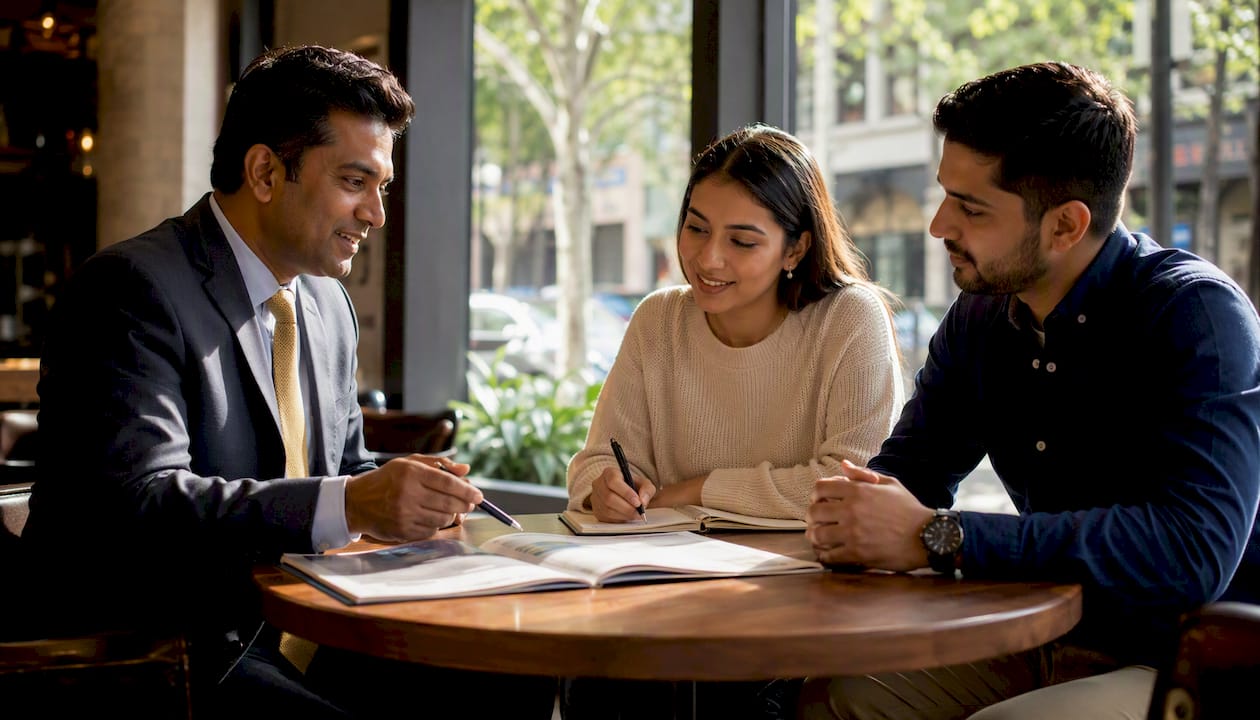 Advisor explaining life insurance index crediting