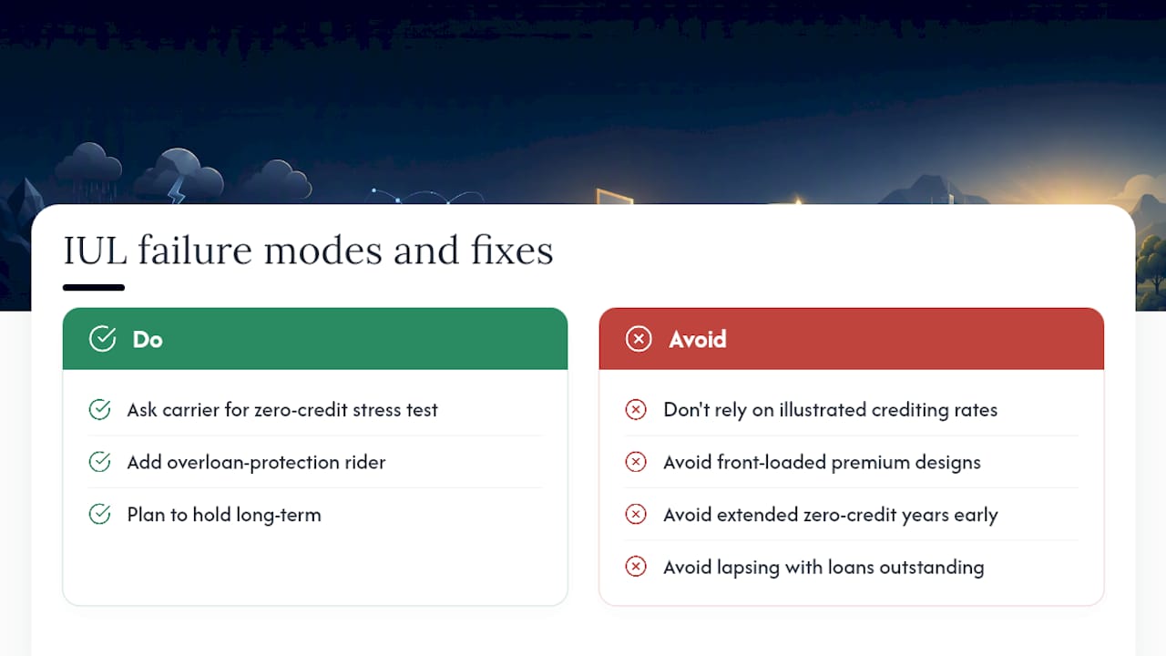 What are the real risks and failure modes of IUL strategies? — overview diagram