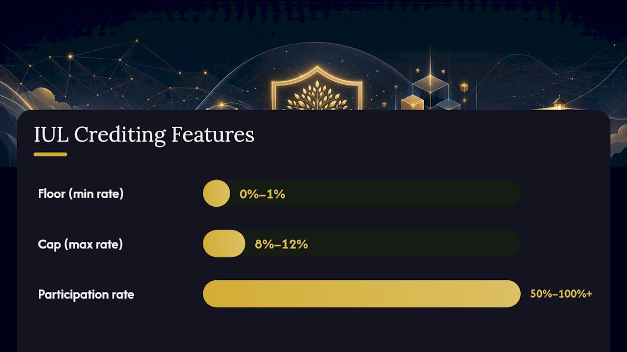 Diagram comparing IUL credited interest features