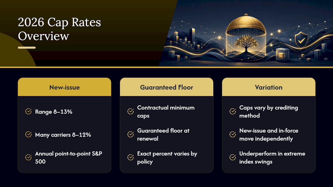 Diagram of current IUL cap rate ranges and floors