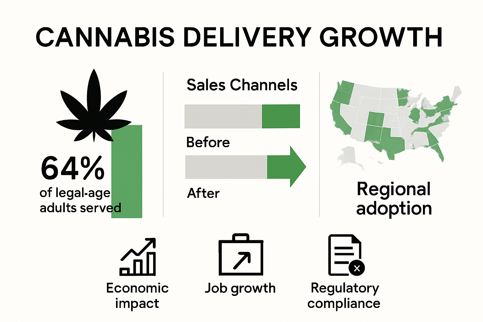 Infographic showing cannabis delivery market growth and impact