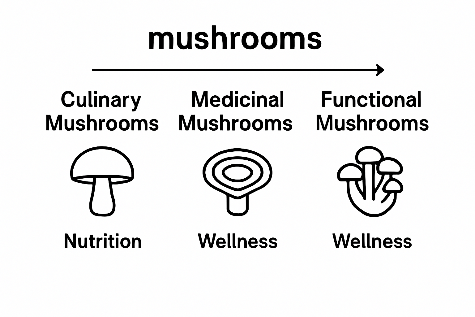 Infographic clearly compares three mushroom categories