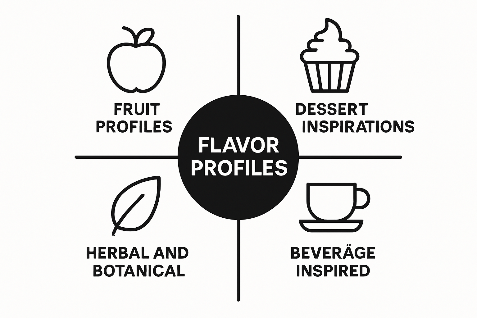 Simple quadrant chart showing four main vape flavor categories with icons