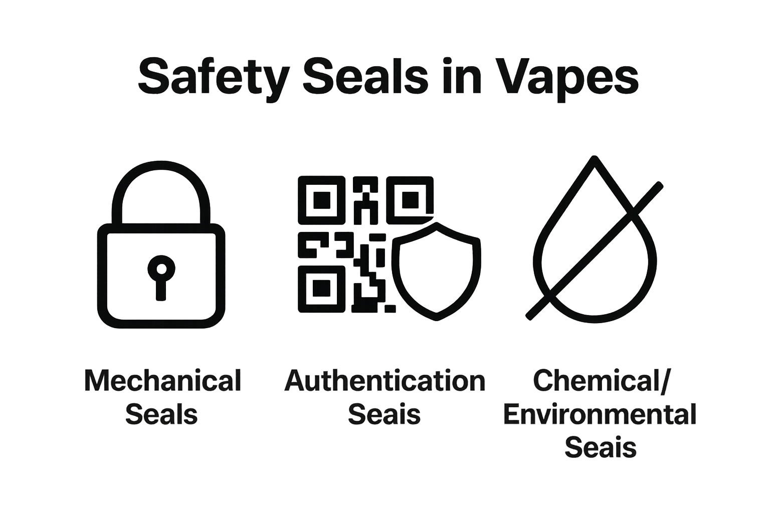 Three-type breakdown of vape safety seals infographic