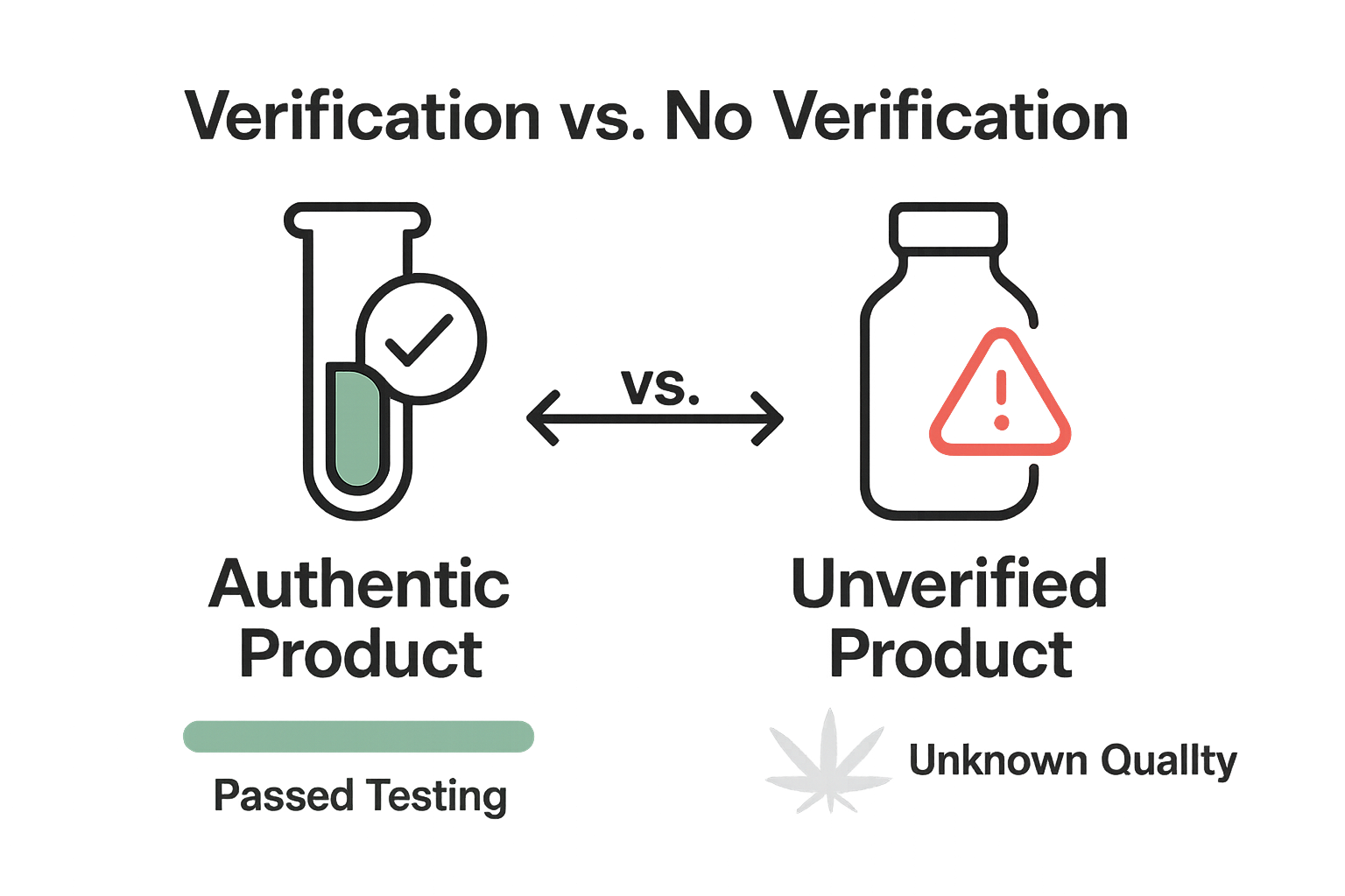 Infographic comparing authentic and unverified cannabis products