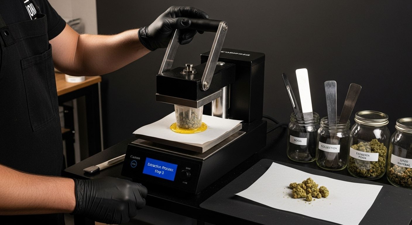 rosin extraction, pressing, demonstration