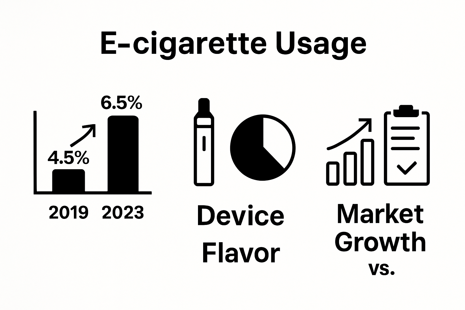 Infographic showing vape usage increase, preferences, and regulation.