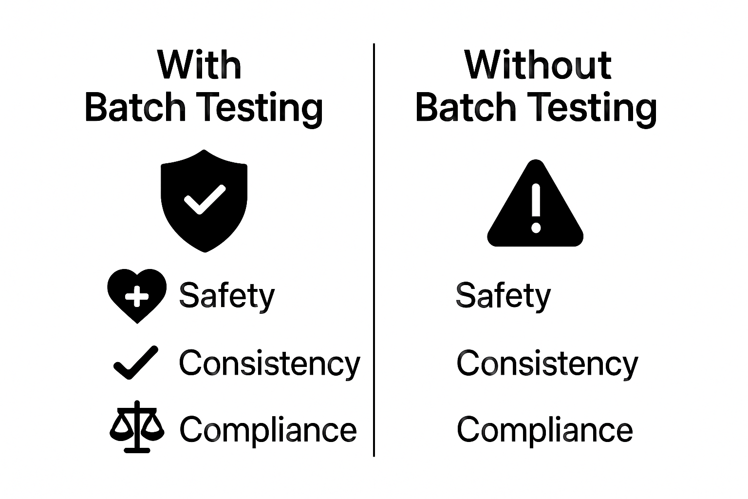 Infographic comparing cannabis safety with and without batch testing