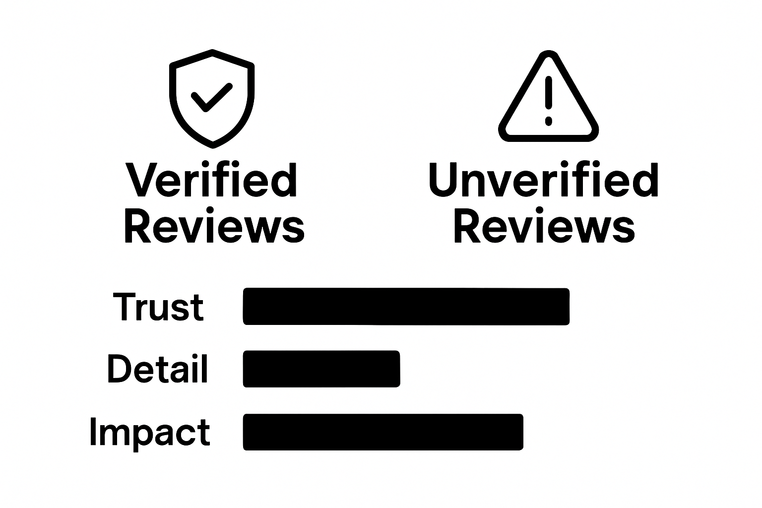 Visual comparison of verified vs unverified reviews and impact metrics