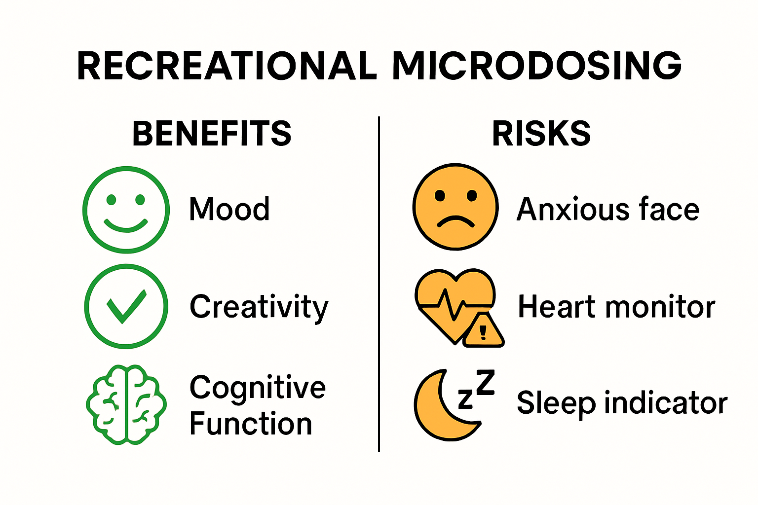 Infographic comparing microdosing benefits and risks