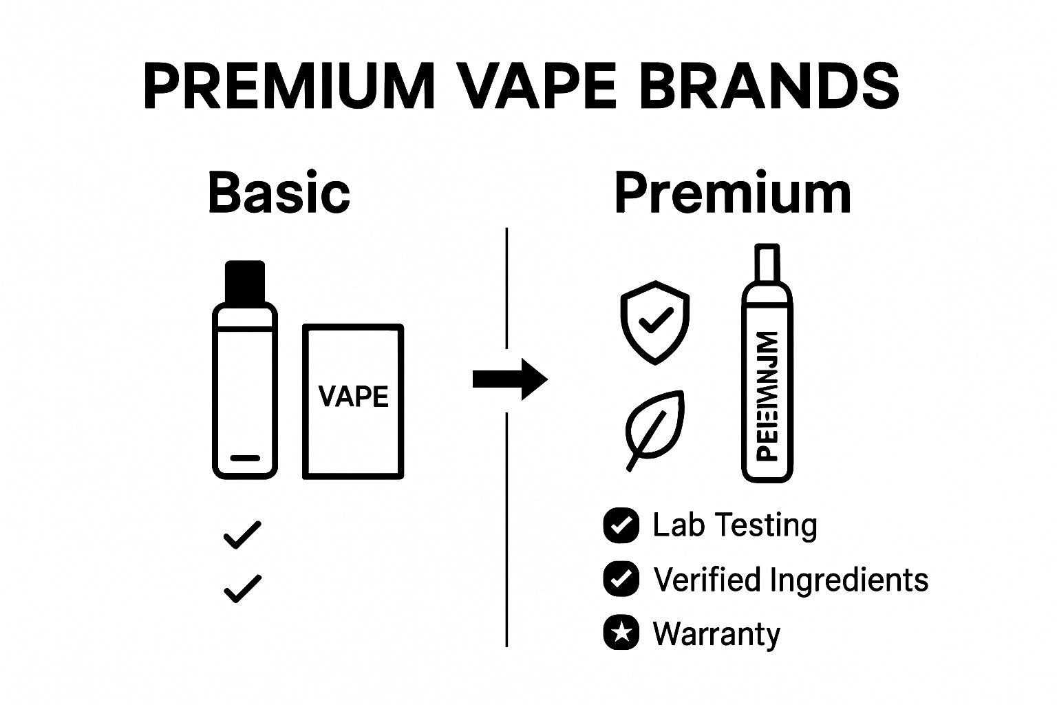 Infographic comparing standard versus premium vape brands features