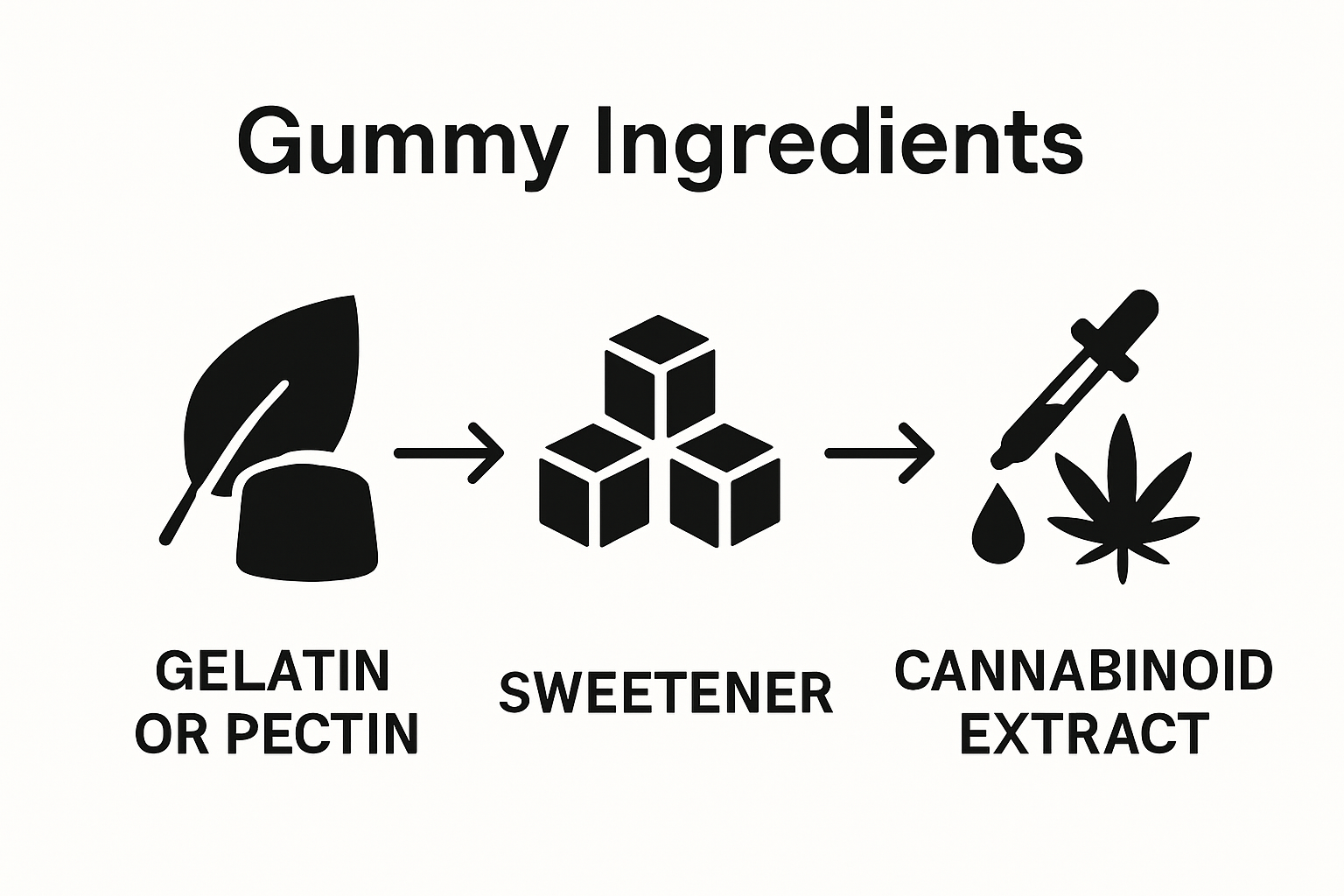 Infographic showing three main gummy crafting ingredients