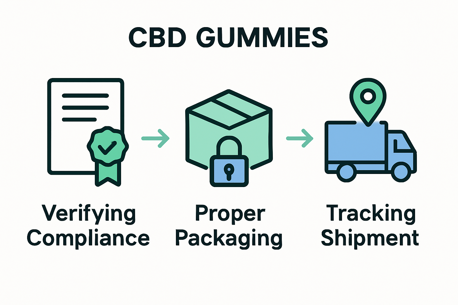 CBD gummies shipping process: verify legal, pack securely, deliver