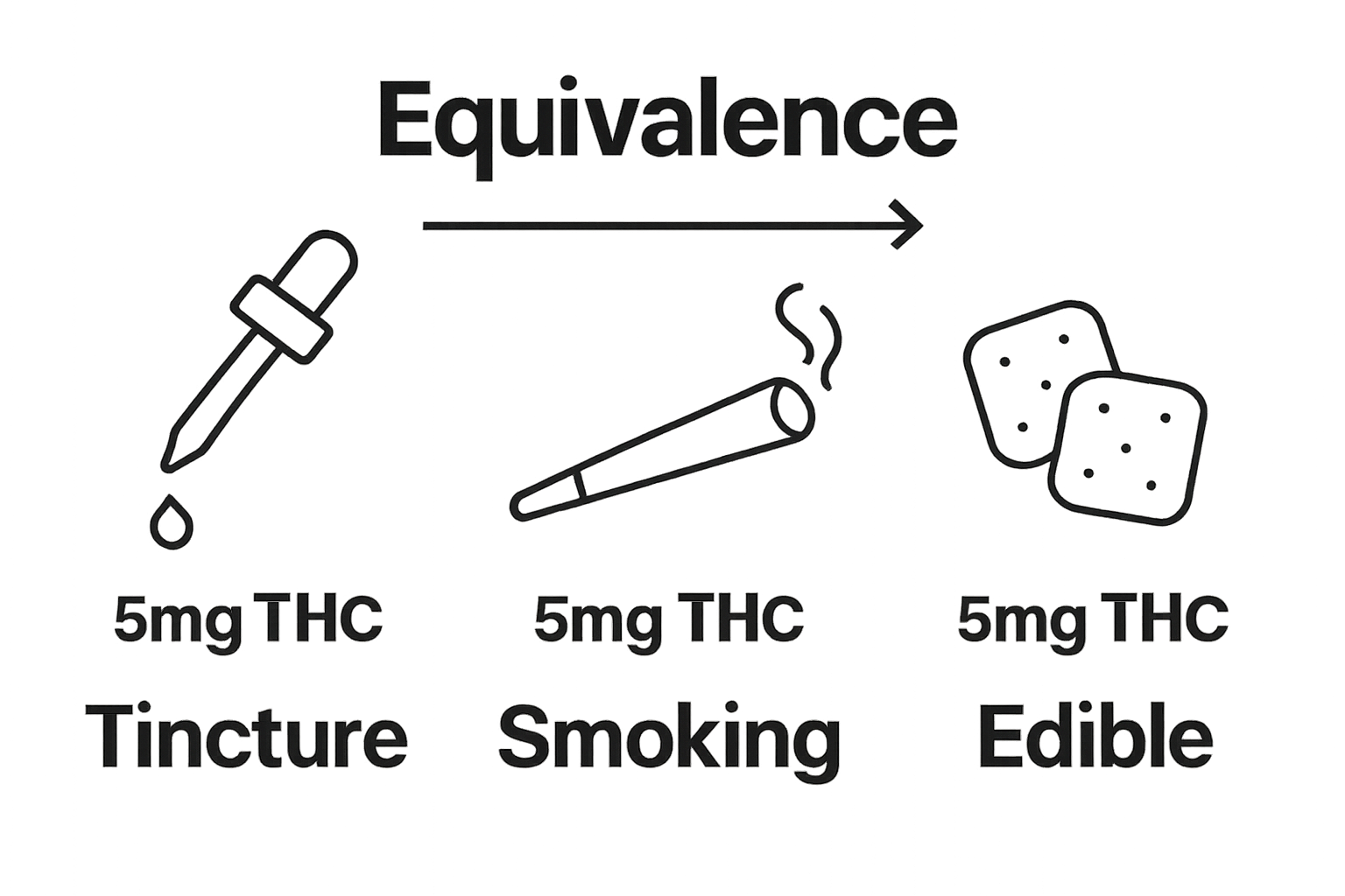 Infographic comparing dosage across tincture, joint, and edible