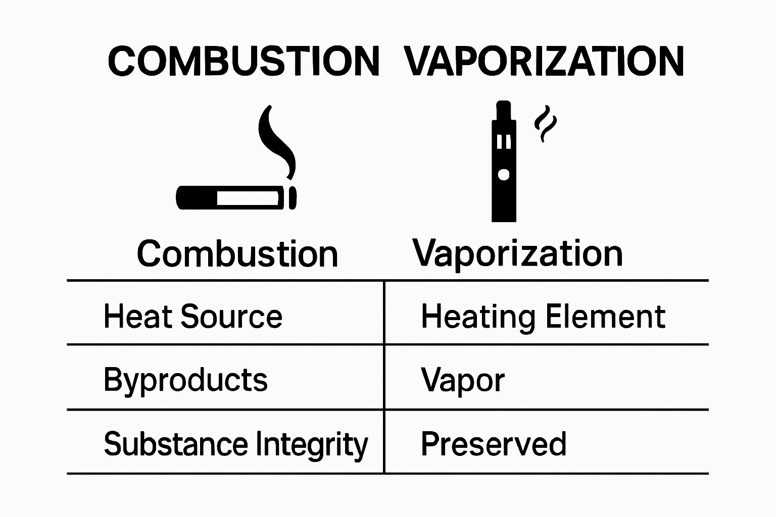 Infographic comparing combustion with vape pen vaporization