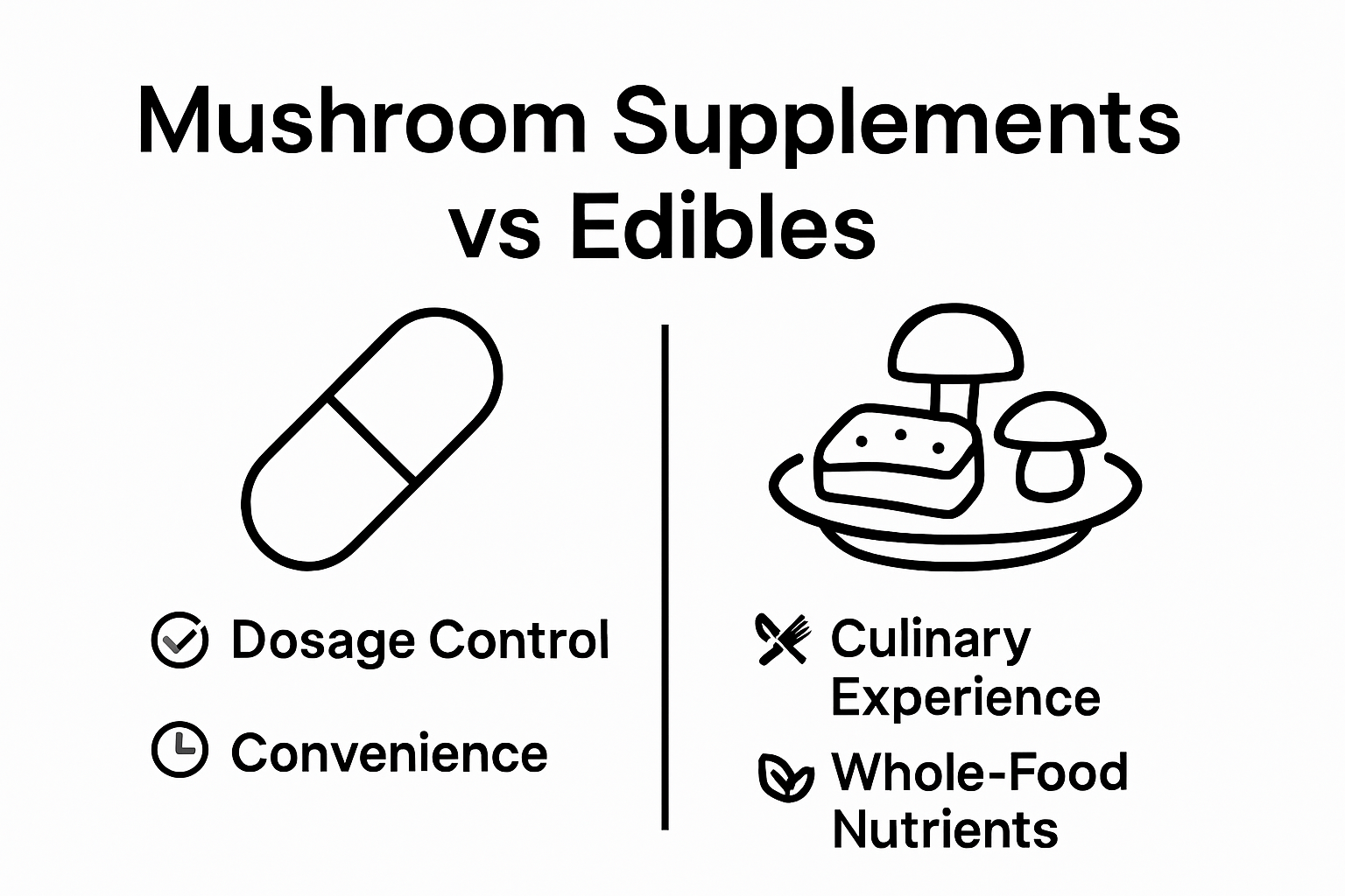 Infographic comparing mushroom supplements and edibles