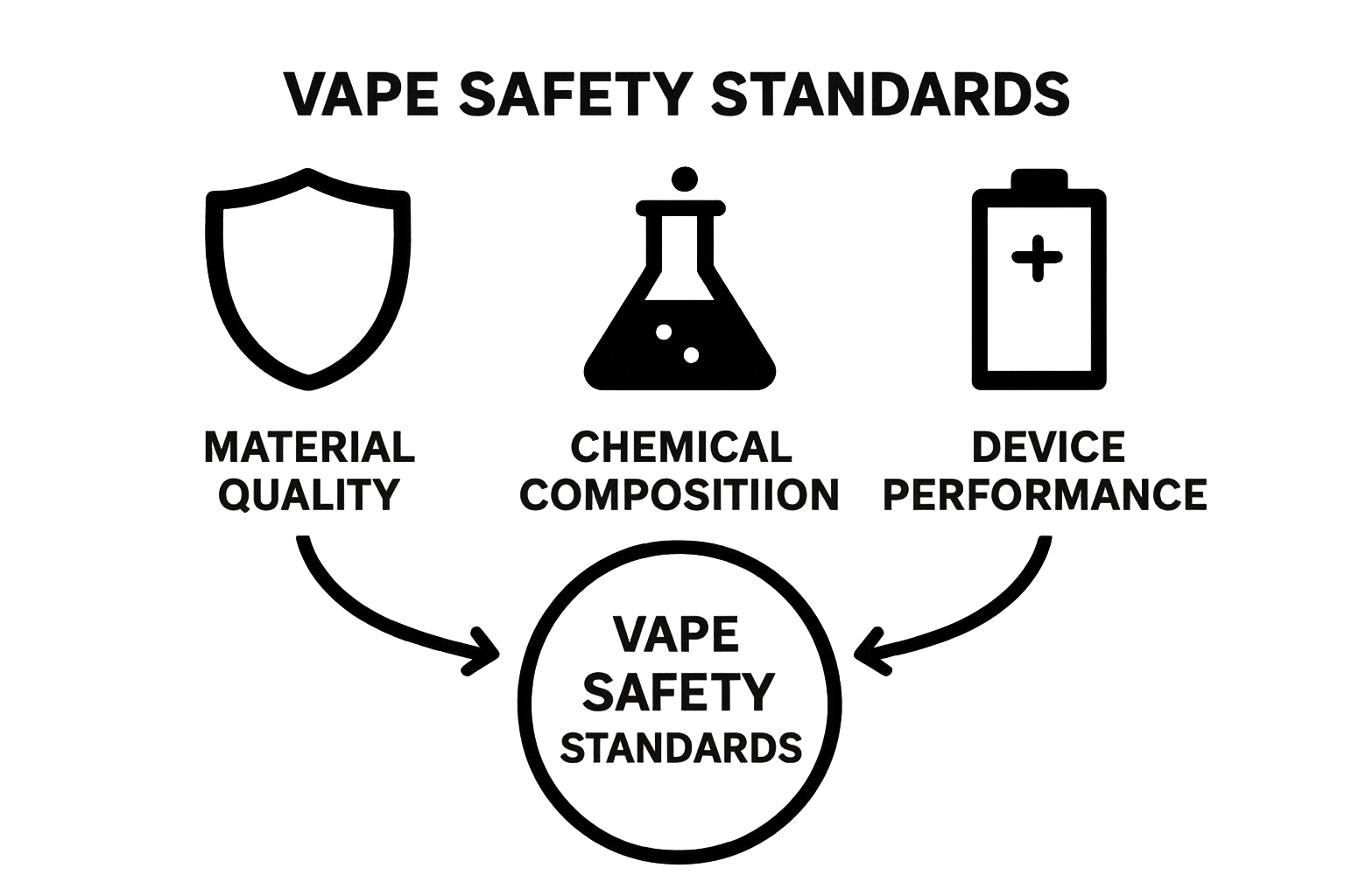 Infographic comparing three core vape safety standards