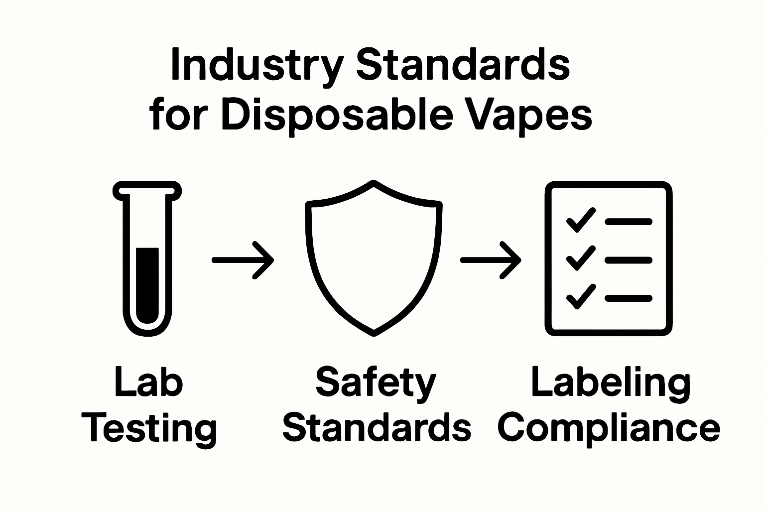 Infographic showing lab testing, safety, and labeling for disposable vapes.