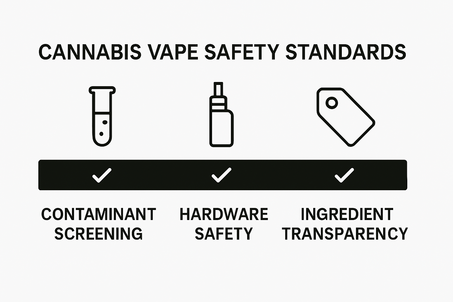 Infographic showing three pillars of cannabis vape safety standards